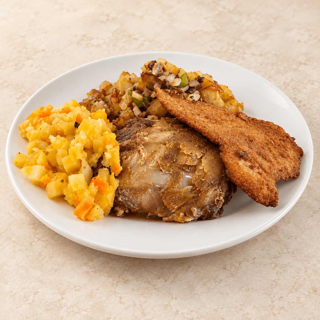 Homestyle rolled ribs dinner plate